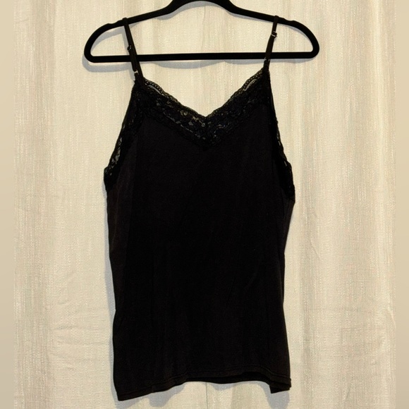 POL Vintage Wash Black Lace Detail Tank Top - Picture 3 of 6